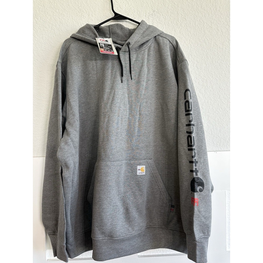 NWT Carhartt FR Loose Fit Force Midweight Hoodie Sz 2XL TS4505-FRM Gray CAT 3